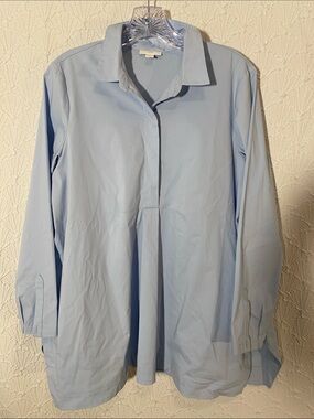 J. Jill Light Blue Women’s Button-Down Long-Sleeve Shirt-Tunic Size Small Petite